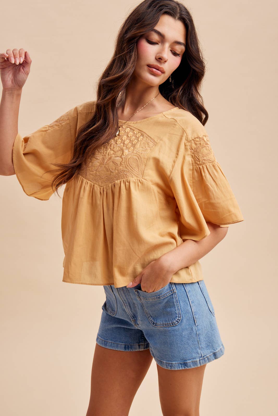 Honey Flutter Sleeve Blouse
