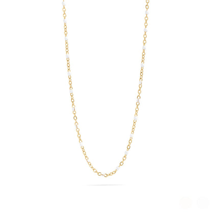 Gold + White Confetti Chain Necklace