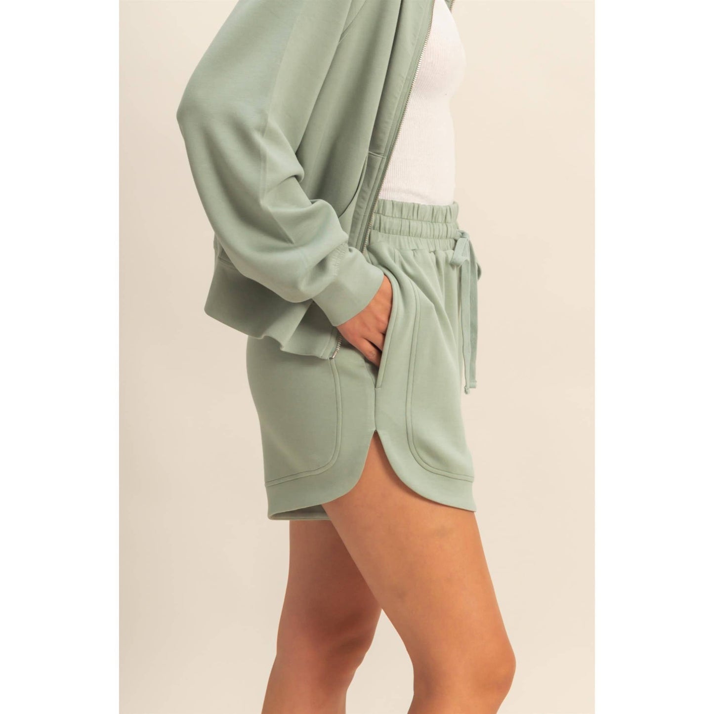 Sage Double Knit Sweat Shorts