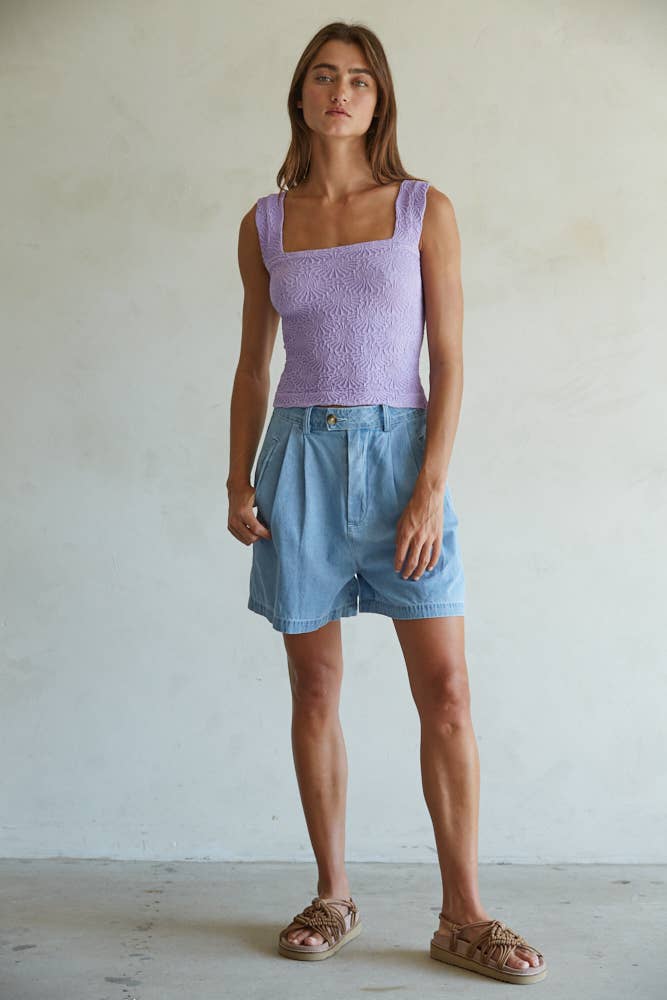 Knit Seamless Jacquard Tank - Lilac
