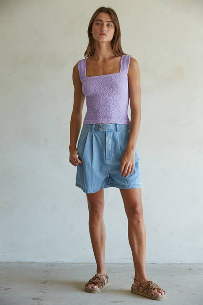 Knit Seamless Jacquard Tank - Lilac