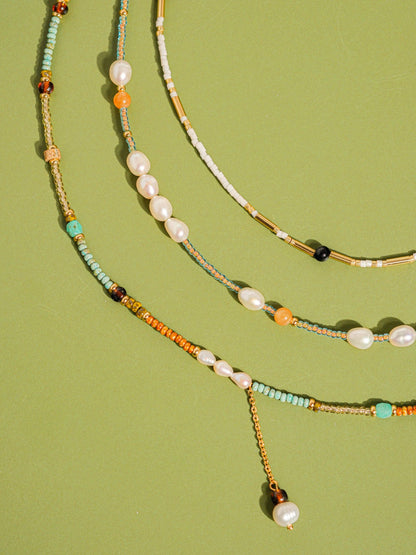 Bohemian Beaded Stack Necklace - Turquoise